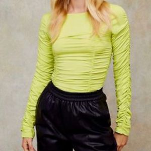 Topshop Long Sleeve Ruched Top
